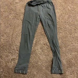 SO leggings with silver rhinestones on the legs